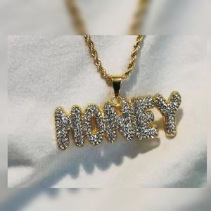Unisex  Hip Hop   diamond Lettler Necklace